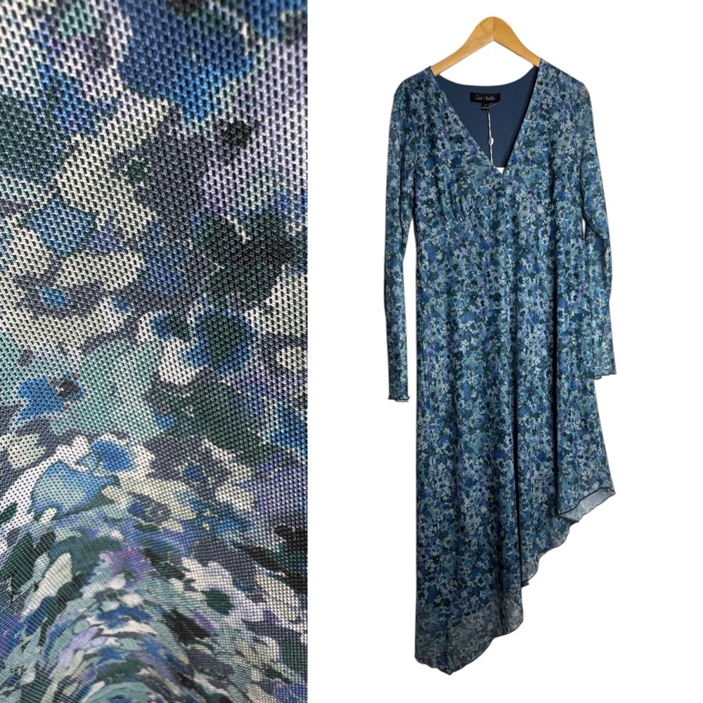 OAK & TRELLIS Blue Floral Asymmetrical Dress Sz XL